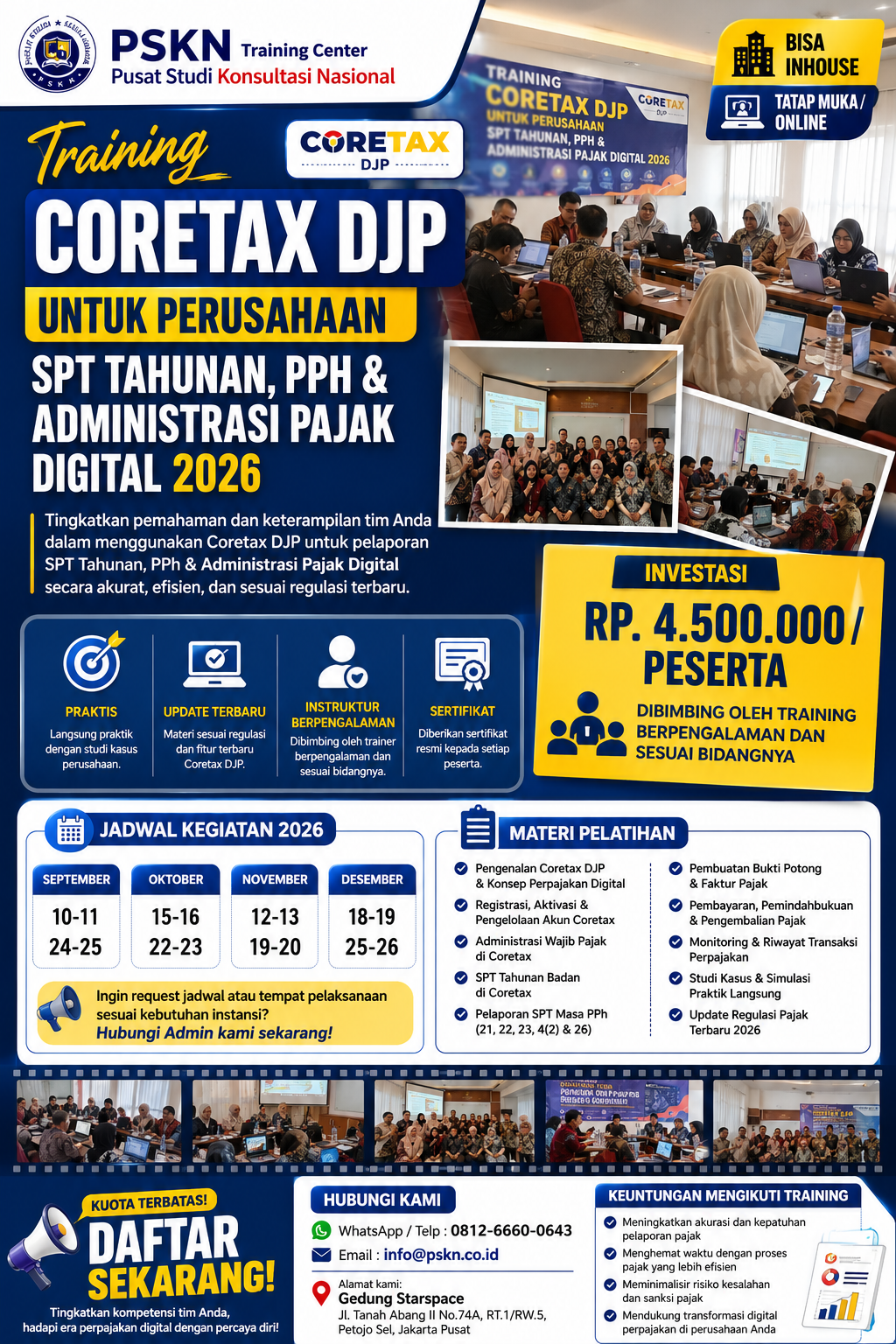 Training Coretax DJP untuk Perusahaan: SPT Tahunan, PPh & Administrasi Pajak Digital 2026