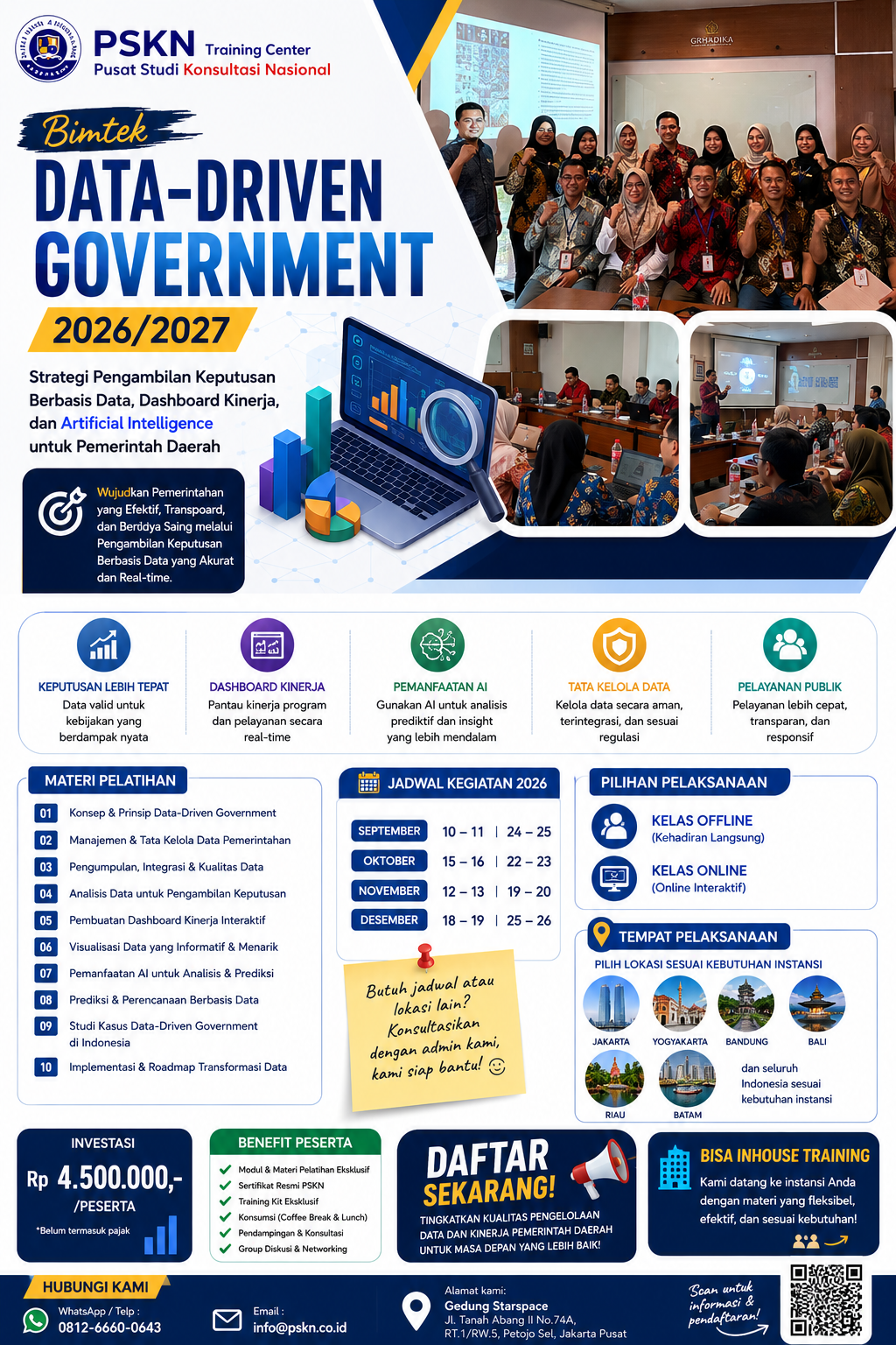 Bimtek Data-Driven Government 2026/2027: Strategi Pengambilan Keputusan Berbasis Data, Dashboard Kinerja, dan Artificial Intelligence untuk Pemerintah Daerah