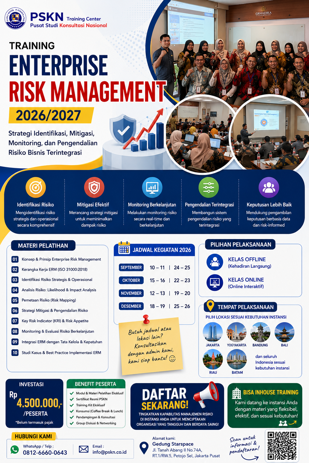 Training Enterprise Risk Management 2026/2027: Strategi Identifikasi, Mitigasi, Monitoring, dan Pengendalian Risiko Bisnis Terintegrasi