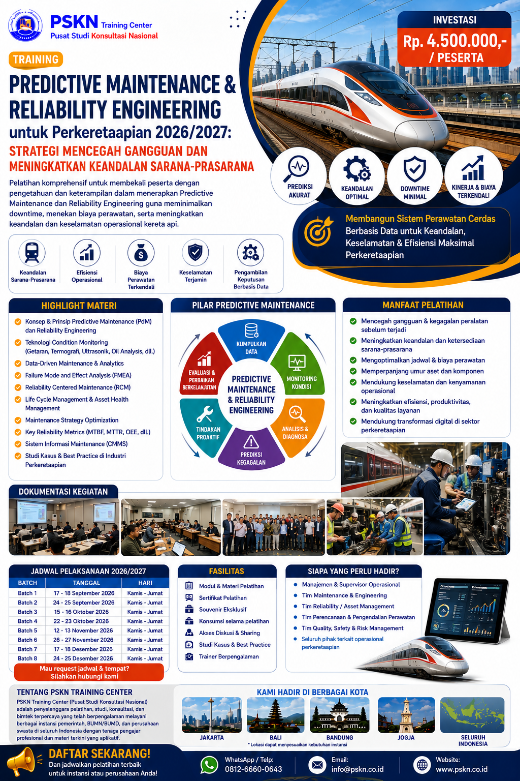 Training Predictive Maintenance & Reliability Engineering untuk Perkeretaapian 2026/2027: Strategi Mencegah Gangguan dan Meningkatkan Keandalan Sarana-Prasarana