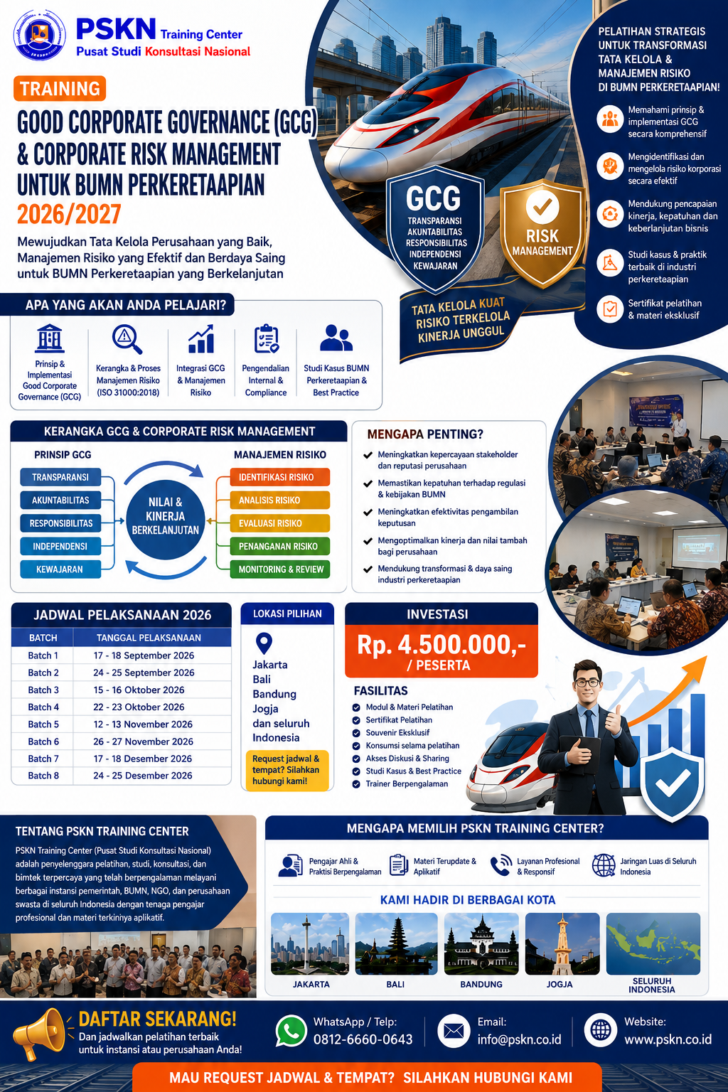 Training Good Corporate Governance (GCG) & Corporate Risk Management untuk BUMN Perkeretaapian 2026/2027